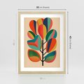 Plakat w ramie 30x40 - Wnętrza Kształtów - abstrakcyjny kolorowy tęczowy obraz, inspiracje roślinne - rama drewno