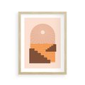 Plakat w ramie 30x40 - Słoneczne Inspiracje w Stylu Boho - boho grafika, słońce - rama drewno
