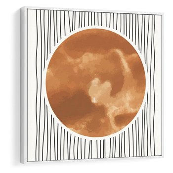 Obraz w ramie 50x50 - Eteryczne Krągłe Echa - boho obraz, geometria - rama biała