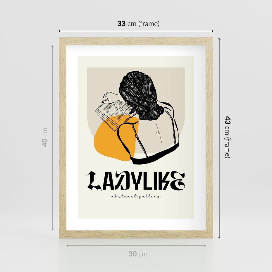 Plakat w ramie 30x40 - Kobiecość w Literach - grafika, nowoczesność - rama drewno