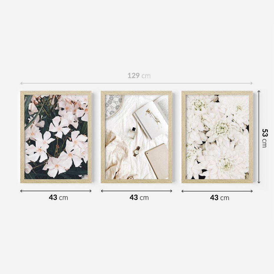 Zestaw obrazy w ramie 40x50 galeria - Kwiaty, perfumy, salon, sypialnia - rama drewno
