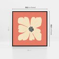 Obraz w ramie 50x50 - Malowane Kolorowe Echa - minimalistyczna grafika, biały kwiat na różowym tle - rama czarna