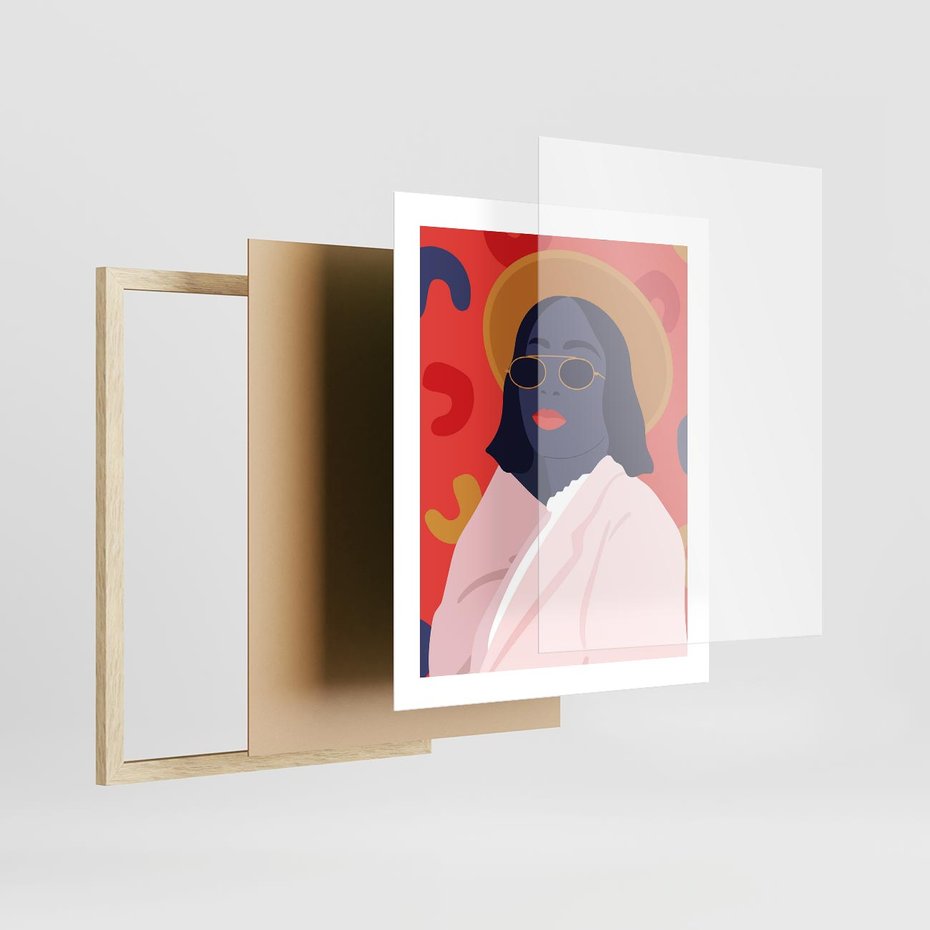 Plakat w ramie 40x50 - Kobieca Przenikliwość - nowoczesny plakat, styl retro - rama drewno