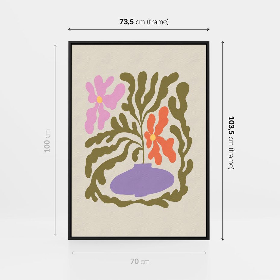 Obraz w ramie 70x100 - Kolorowe Echa - kwiaty, abstrakcja - rama czarna