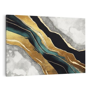 Obraz na płótnie 100x70 - Refrakcje płynącej rzeczywistości - jak marmurowa rzeka, linie złota