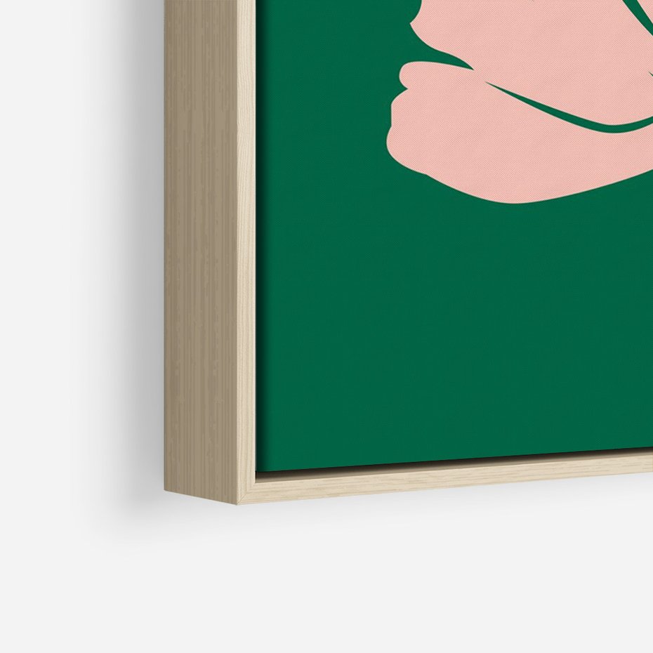 Obraz w ramie 50x70 - Rozbijające Echa - abstrakcyjne kwiaty, zielone tło - rama drewno