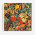 Obraz w ramie 80x80 - Księga Surrealnych Wyobrażeń - abstrakcyjny obraz owoców, jak picasso - rama biała