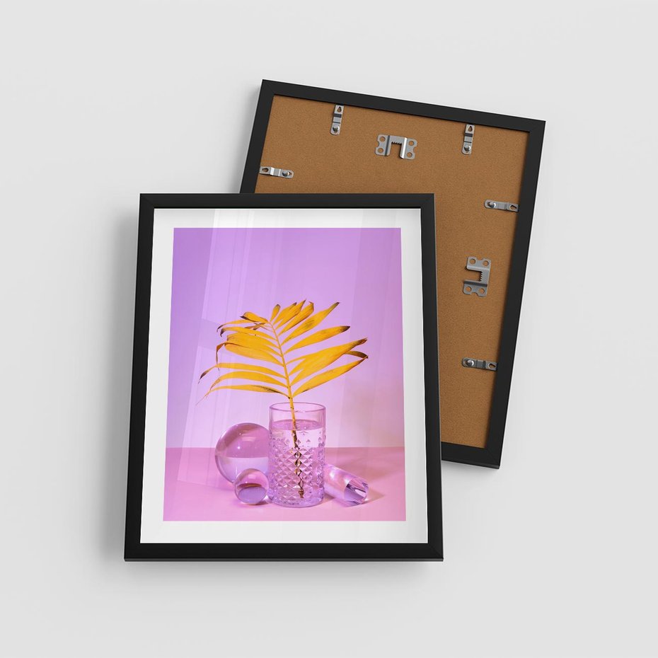 Plakat w ramie 40x50 - Minimalizm i Urok Natury - liście, pastele - rama czarna