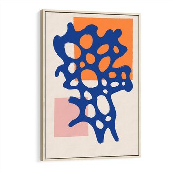 Obraz w ramie 80x120 - Migotliwe Nastroje - abstrakcyjna niebieska forma, dziwne kształty - rama drewno