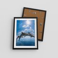 Plakat w ramie 30x40 - Spotkanie z naturą - morze, delfiny - rama czarna