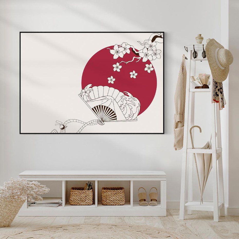 Obraz w ramie 100x70 - Orientalna Harmonia - japandi, japonia - rama czarna