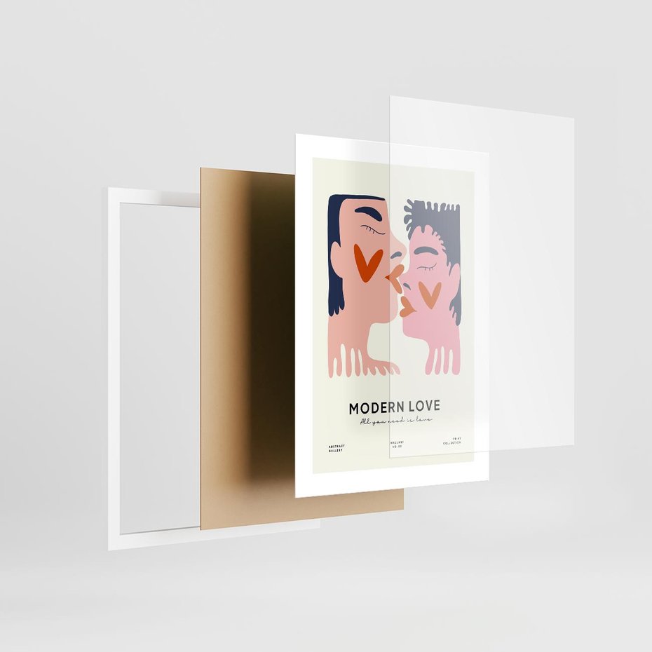 Plakat w ramie 30x40 - Miłość w Kompozycji - miłość, para zakochanych - rama biała