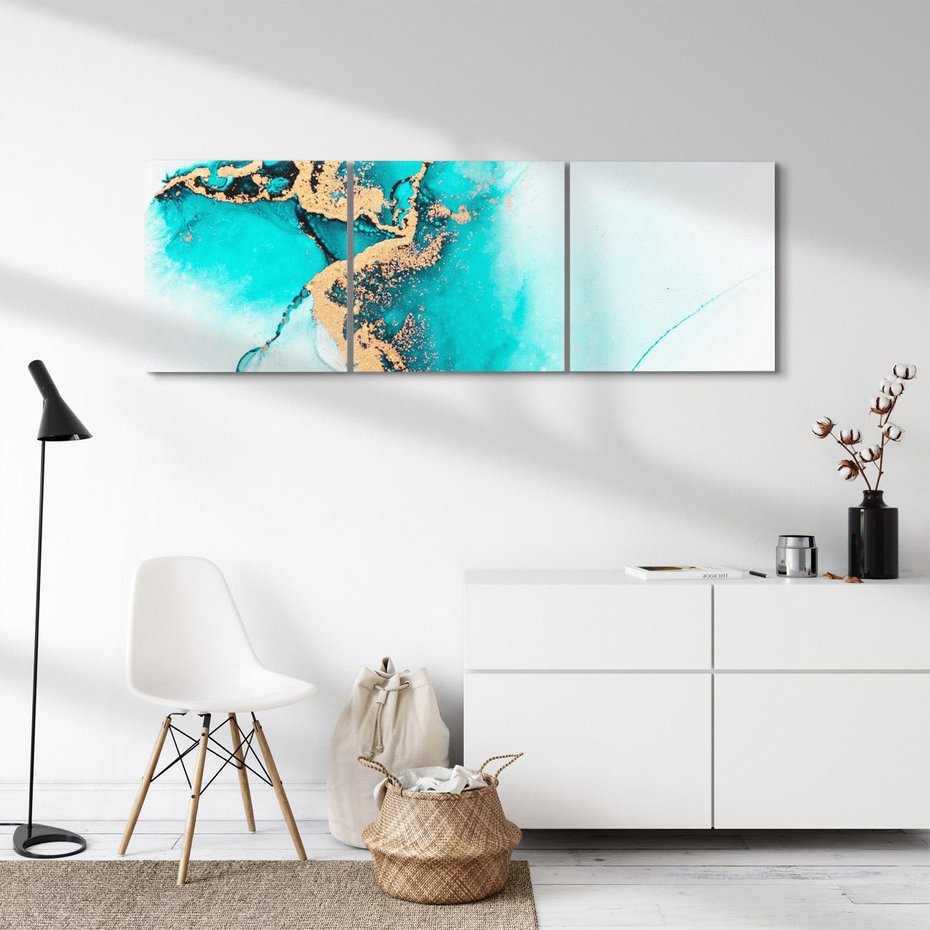 Obraz na płótnie 150x50 - Elegancja i Subtelność - marmur, złoto