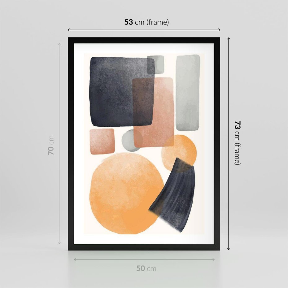 Plakat w ramie 50x70 - Geometria w Abstrakcji - abstrakcja, proste formy - rama czarna