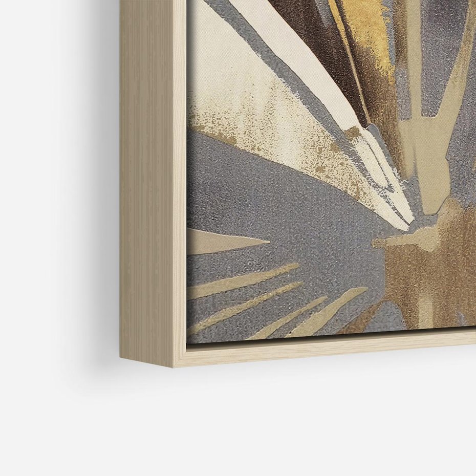 Obraz w ramie 80x80 - Szept roślinnych emocji - olejna abstrakcja, złoto i brąz - rama drewno