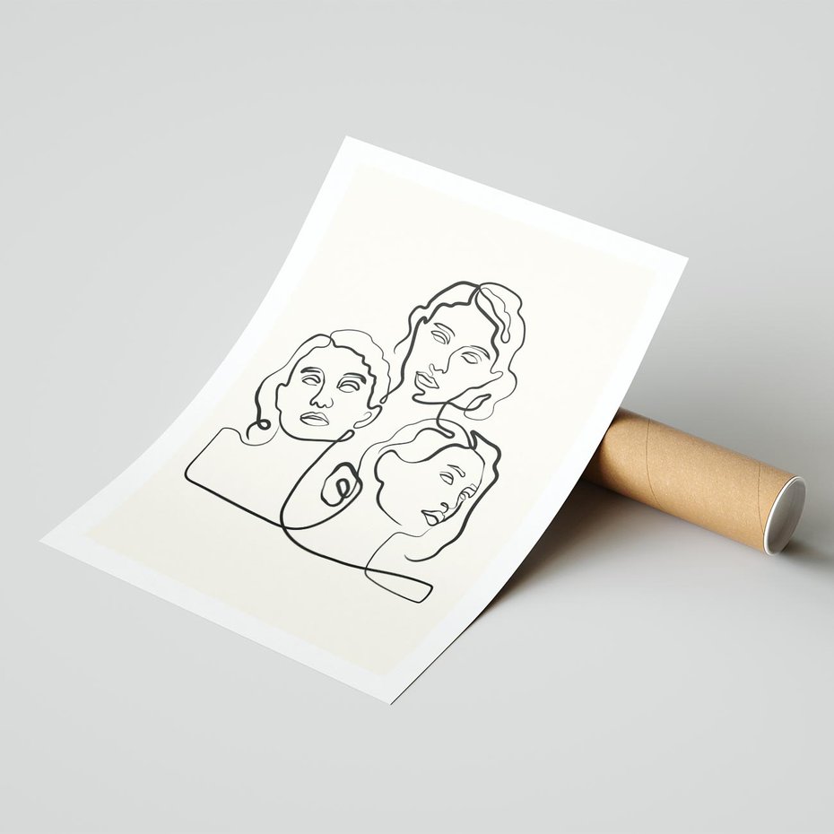 Plakat bez ramy 50x70 - Trzy Kobiety - 3 kobiety, antyczny posag