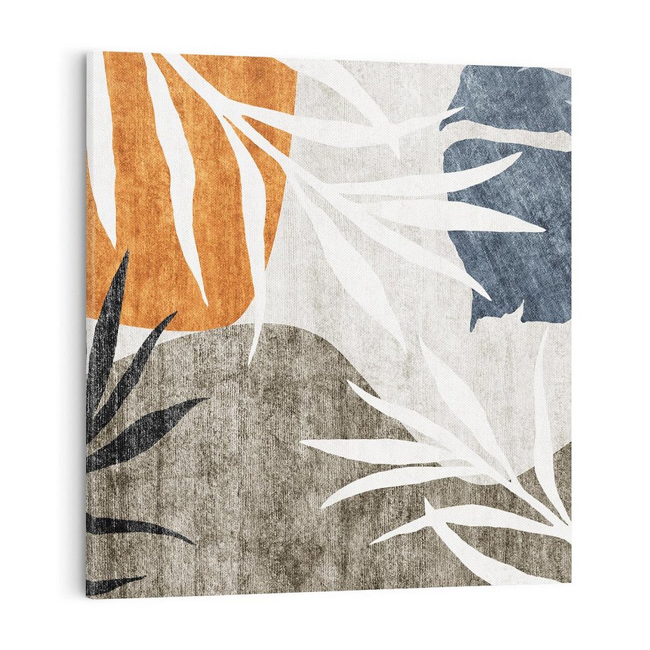 Obraz na płótnie 70x70 - Oddechy ciszy i ruchu - rzut liści palmy, monstery