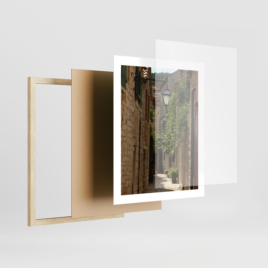 Plakat w ramie 40x50 - Urokliwa włoska uliczka - włoska, uliczka - rama drewno