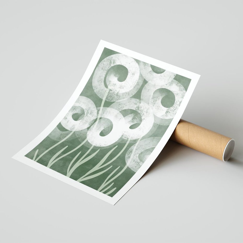 Plakat bez ramy 40x50 - Spokojne Plamy Natury - zielony plakat, roślinne motywy