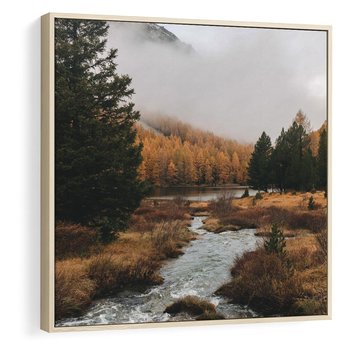Obraz w ramie 50x50 - W Górskiej Dolinie - artystyczna fotografia, las - rama drewno