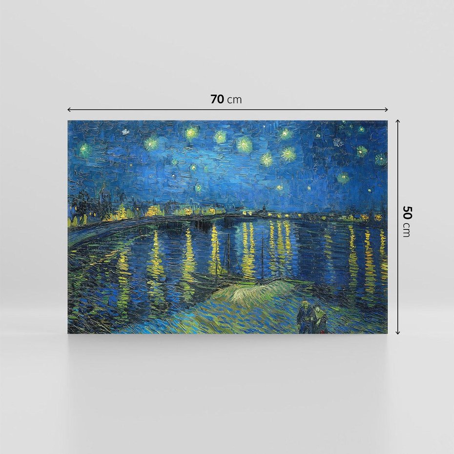 Obraz na płótnie 70x50 - "Starry Night Over the Rhone" (1888) Vincent van Gogh - Reprodukcja - reprodukcja, obraz na płótnie
