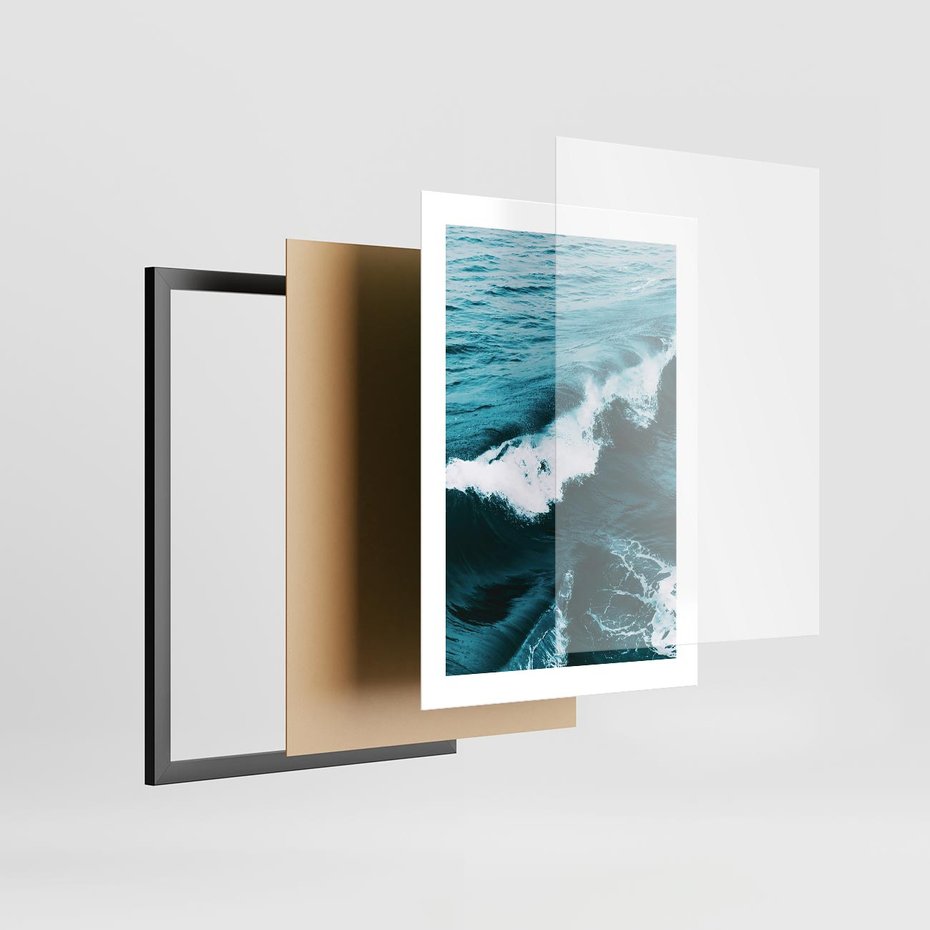 Plakat w ramie 30x40 - Wibracje Oceanu - turkusowy ocean, fale - rama czarna