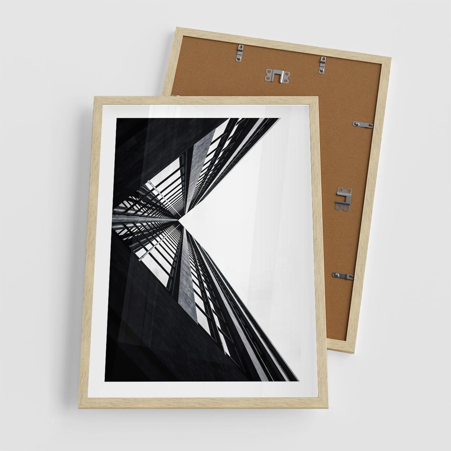 Plakat w ramie 50x70 - Nowoczesność w Linii - architektura, proste linie - rama drewno