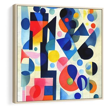 Obraz w ramie 50x50 - Księga Akwarelowych Przeniknięć - abstrakcyjny obraz, różne kolorowe kształty - rama drewno