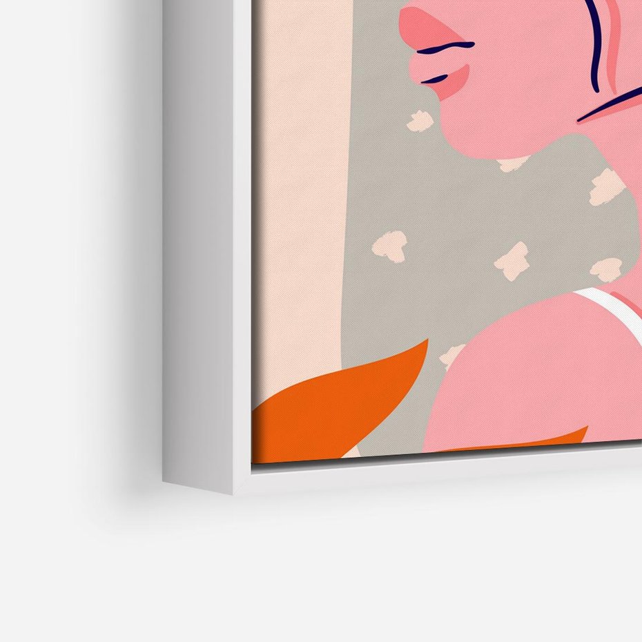 Obraz w ramie 80x80 - Kobieca Esencja - nowoczesny plakat, styl retro - rama biała