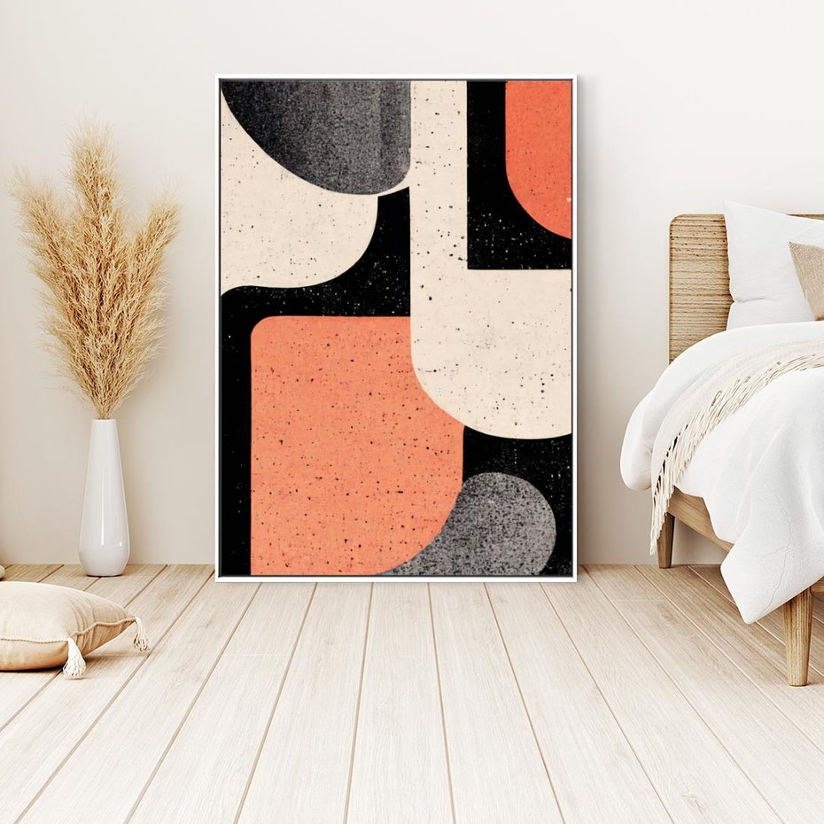 Obraz w ramie 50x70 - Loftowa Harmonia - abstrakcja, styl loftowy - rama biała