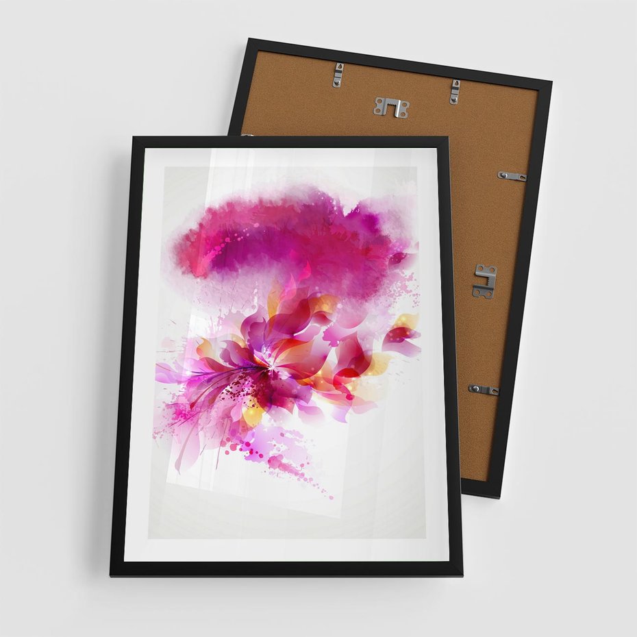 Plakat w ramie 50x70 - Kwiaty abstrakcji - abstrakcja, kwiaty - rama czarna