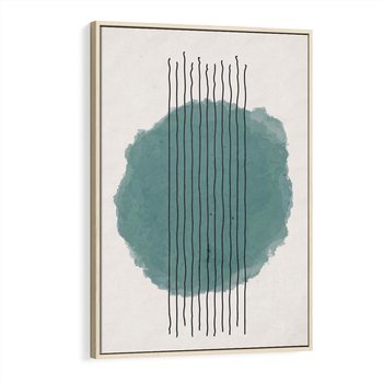 Obraz w ramie 80x120 - Podróżne Inspiracje - abstrakcyjna akwarelowa plama, nieregularne kreski - rama drewno