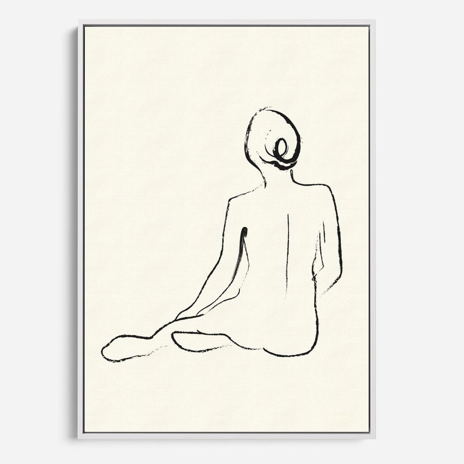 Obraz w ramie 80x120 - Akt w Minimalizmie - kobieta akt, minimalizm - rama biała