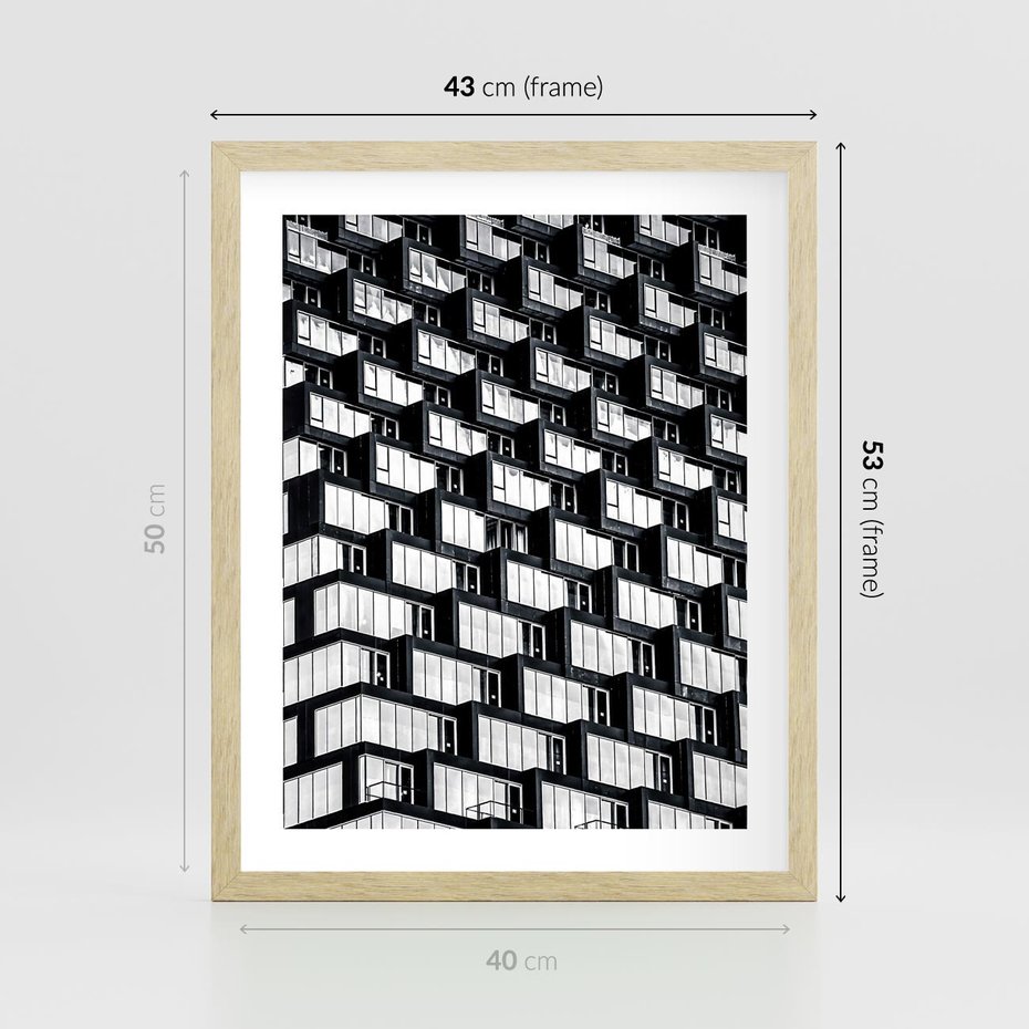 Plakat w ramie 40x50 - Elegancja Wysokości - architektura, wieżowiec - rama drewno
