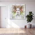 Obraz na płótnie 40x40 - Abstrakcyjna Ekspresja - Twarz w Kwiatowym Wirze - abstrakcja, twarz