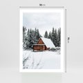 Plakat bez ramy 50x70 - Ujęcie zimy w Górach - domek w górach w zimie, śnieg