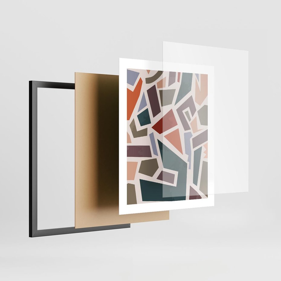 Plakat w ramie 40x50 - Modernistyczna Transcendencja - geometryczne kształty, mozaika - rama czarna