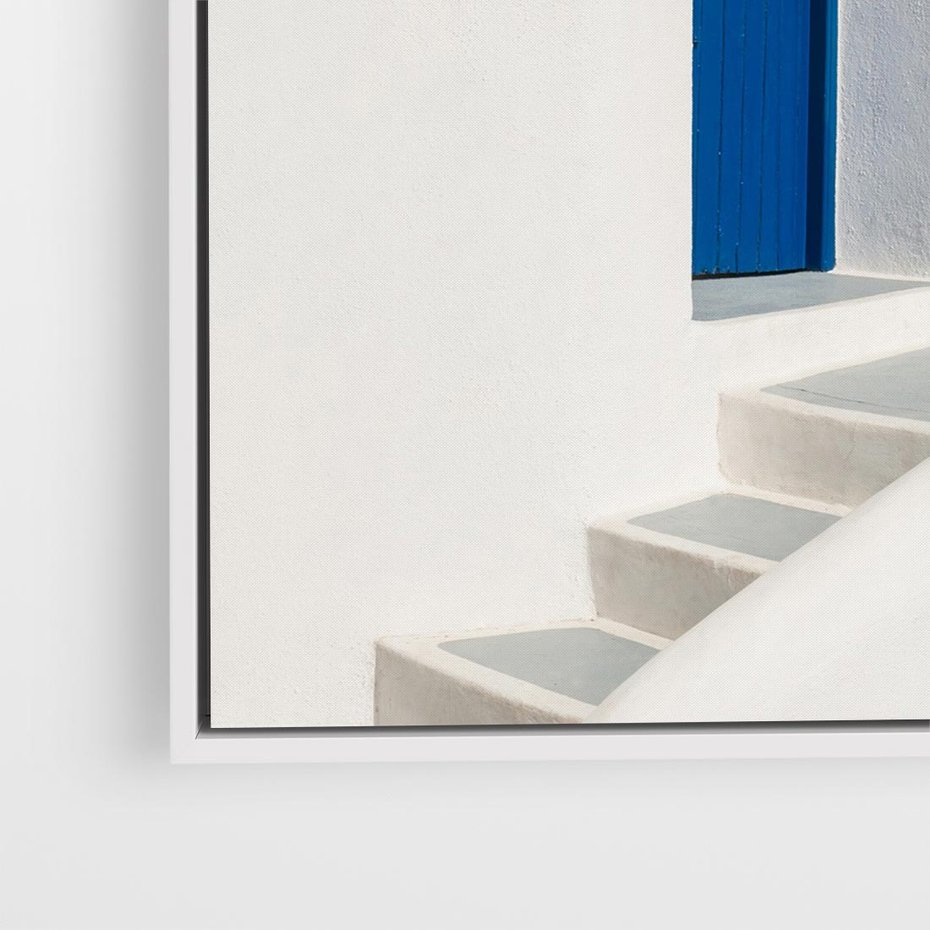Obraz w ramie 80x80 - Powitanie Wyspy - Santorini, drzwi - rama biała