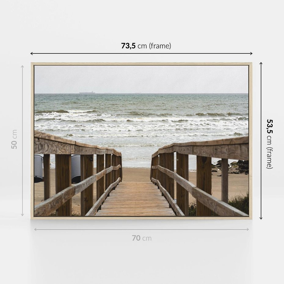 Obraz w ramie 70x50 - Morze i drewniany pomost - morze, pomost - rama drewno