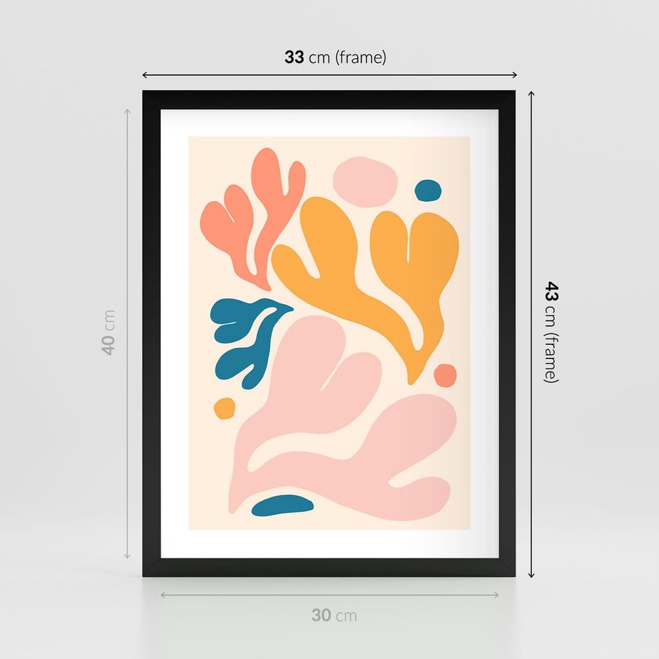 Plakat w ramie 30x40 - Granice Inspiracji - abstrakcyjne dziwne formy, nowoczesny plakat - rama czarna