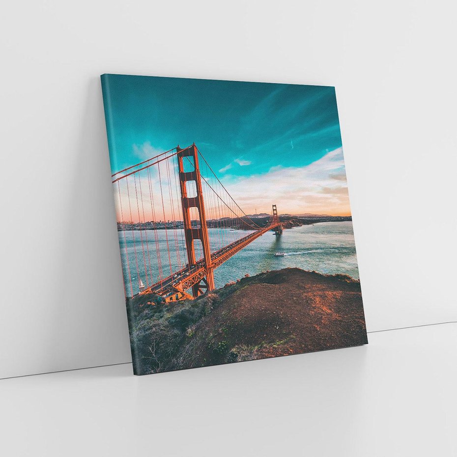 Obraz na płótnie 40x40 - Złoty Gate: majestatyczny most Ameryki - Golden Gate, most
