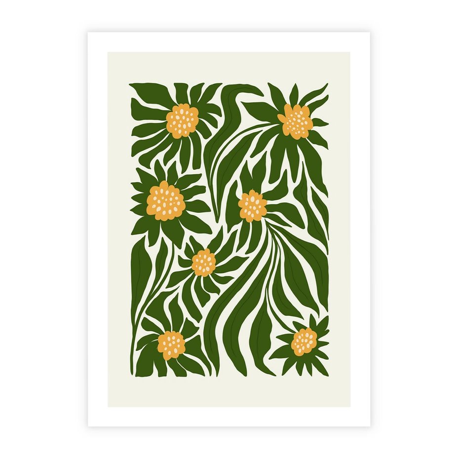 Plakat bez ramy 50x70 - Spojrzenie wgłąb roślinnego świata - abstrakcyjne kwiaty, kompozycja