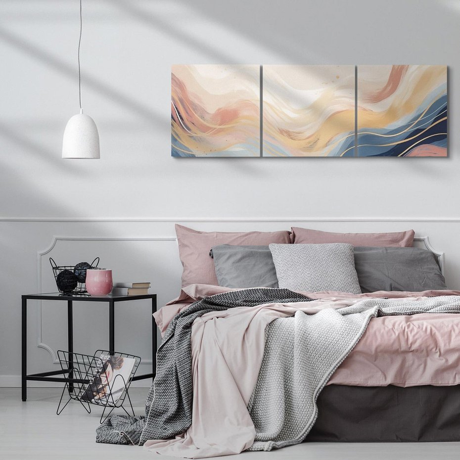 Obraz na płótnie 150x50 - Ukojenie Współczesności - abstrakcyjne fale, gładkie linie