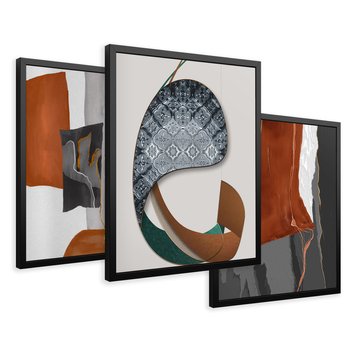 Zestaw obrazy w ramie 30x40 galeria - Abstrakcja, złoto, nowoczesny - rama czarna