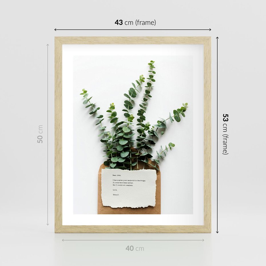 Plakat w ramie 40x50 - Eukaliptusowa harmonia - eukaliptus, liście - rama drewno
