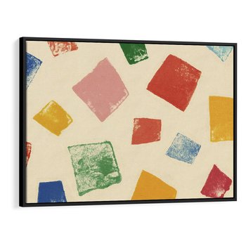 Obraz w ramie 100x70 - Tęczowe Rytmy - kolorowe tęczowe kwadraty, wesoły kolaż - rama czarna