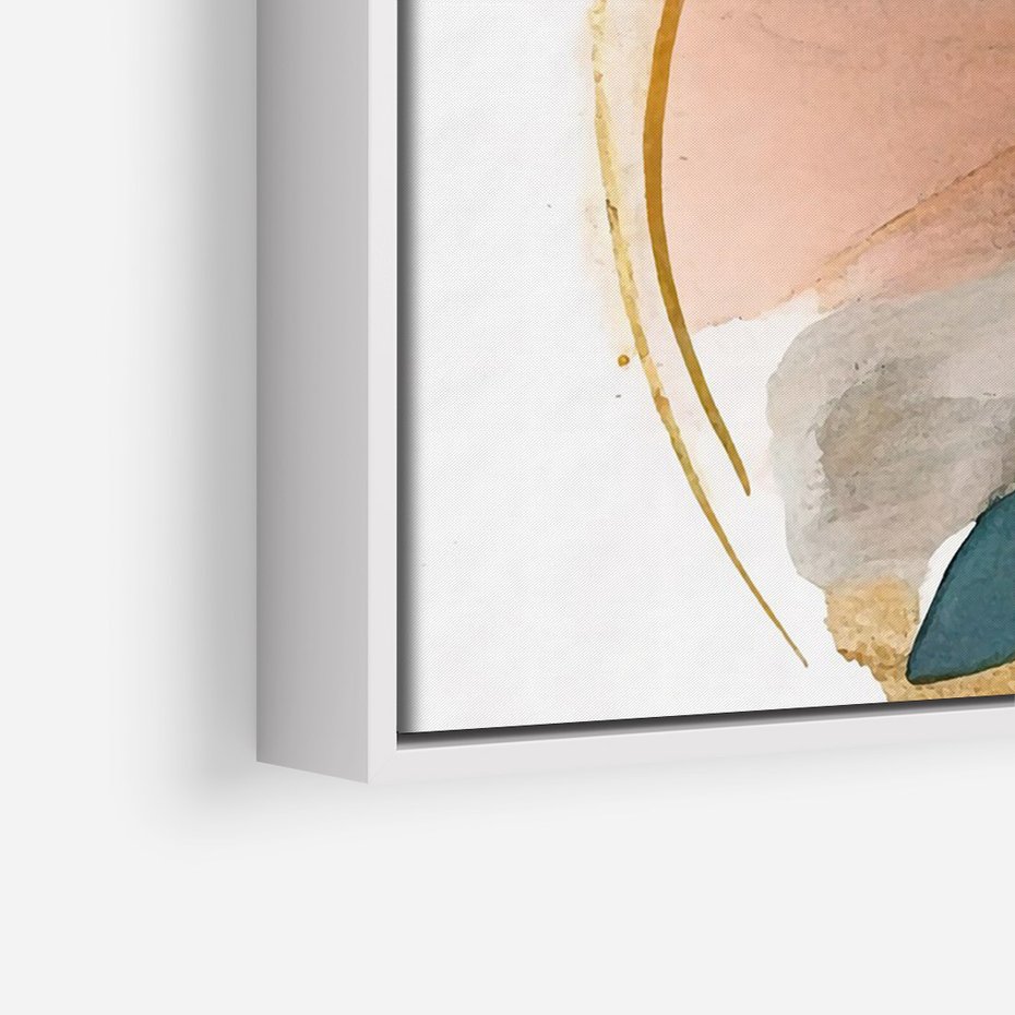 Obraz w ramie 80x120 - Migocące Impresje Przestrzeni - abstrakcyjny obraz, kolory ciepłe - rama biała