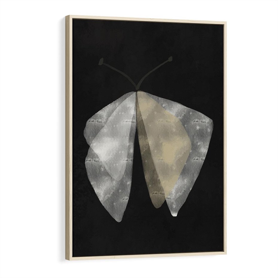 Obraz w ramie 70x100 - Obce Powidoki - abstrakcyjna ćma, mroczna atmosfera - rama drewno