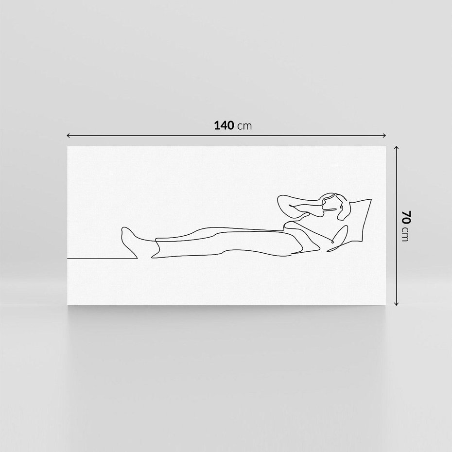 Obraz na płótnie 140x70 - Postać na Łóżku - one line art, szkic