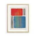 Plakat w ramie 50x70 - Kolorowe Spektrum - kolorowa geometria, prostokąty w intensywnych kształtach i czarne kreski - rama drewno